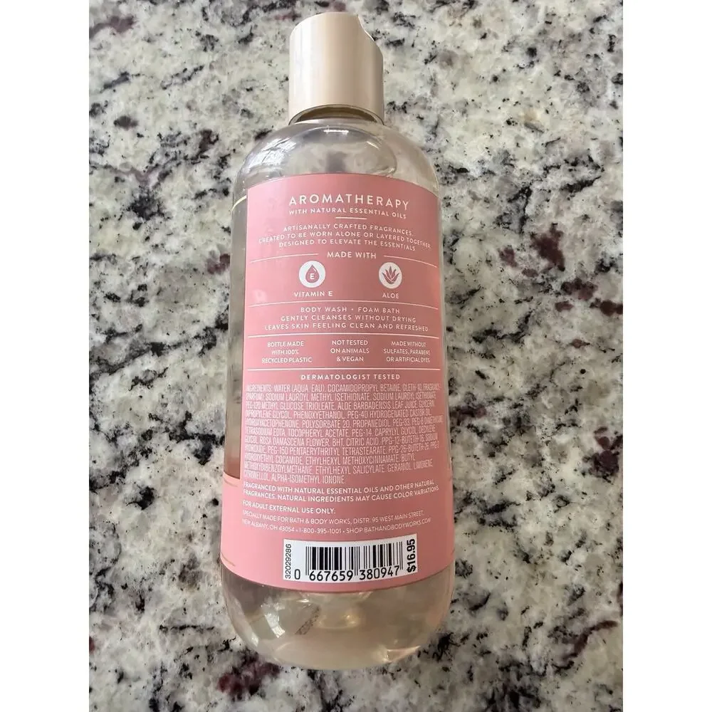 2 X Bath & Body Works Aromatherapy Heirloom Rose Body Wash & Foam Bath 10 floz